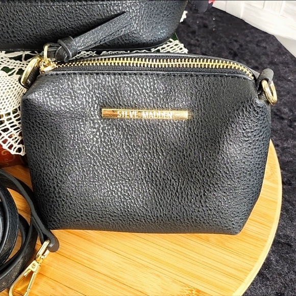 👉STEVE MADDEN BREECE BLK SATCHEL BAG W/ COLORFUL SCARF, STRAPS & POUCH ~VEGAN - Picture 10 of 11